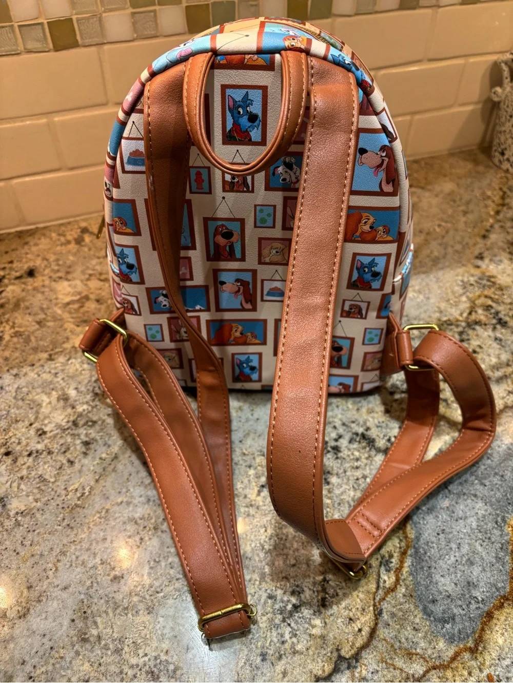 Loungefly Cream Multi Disney Dogs Framed Mini Backpack